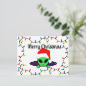 "Vrolijk kerstfeest" UFO Alien Briefkaart (Staand voorkant)