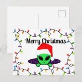 "Vrolijk kerstfeest" UFO Alien Briefkaart (Voorkant / Achterkant)