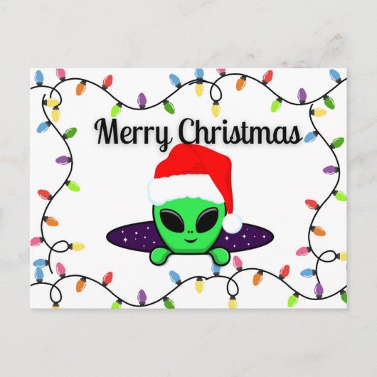 "Vrolijk kerstfeest" UFO Alien Briefkaart (Voorkant)