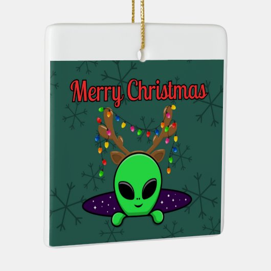 "Vrolijk kerstfeest" UFO Alien Ornament (Rechts)