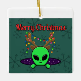 "Vrolijk kerstfeest" UFO Alien Ornament