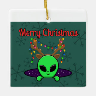 "Vrolijk kerstfeest" UFO Alien Ornament