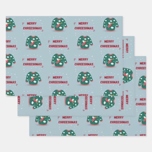 Vrolijk kerstfeest Ugly Sweater Angel Inpakpapier Vel (Set)