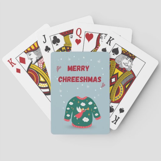 Vrolijk kerstfeest Ugly Sweater Angel Pokerkaarten (Achterkant)