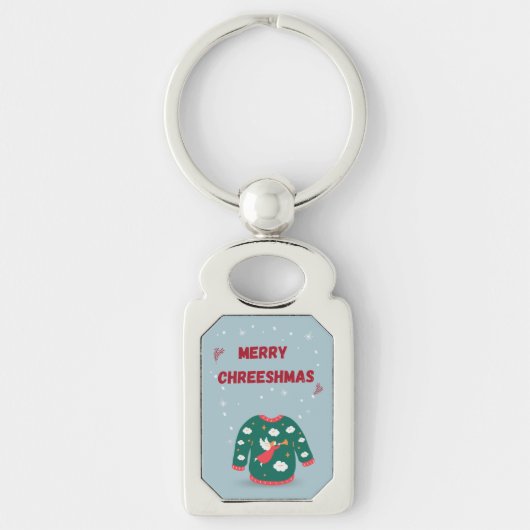 Vrolijk kerstfeest Ugly Sweater Angel Sleutelhanger (Voorkant)