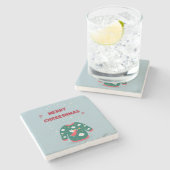 Vrolijk kerstfeest Ugly Sweater Angel Stenen Onderzetter (Zijkant)