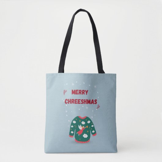 Vrolijk kerstfeest Ugly Sweater Angel Tote Bag (Voorkant)
