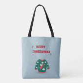 Vrolijk kerstfeest Ugly Sweater Angel Tote Bag (Achterkant)