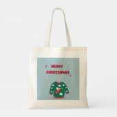 Vrolijk kerstfeest Ugly Sweater Angel Tote Bag (Achterkant)