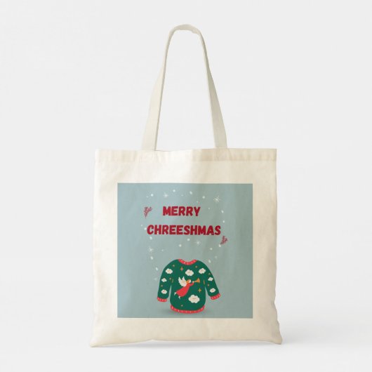 Vrolijk kerstfeest Ugly Sweater Angel Tote Bag (Achterkant)