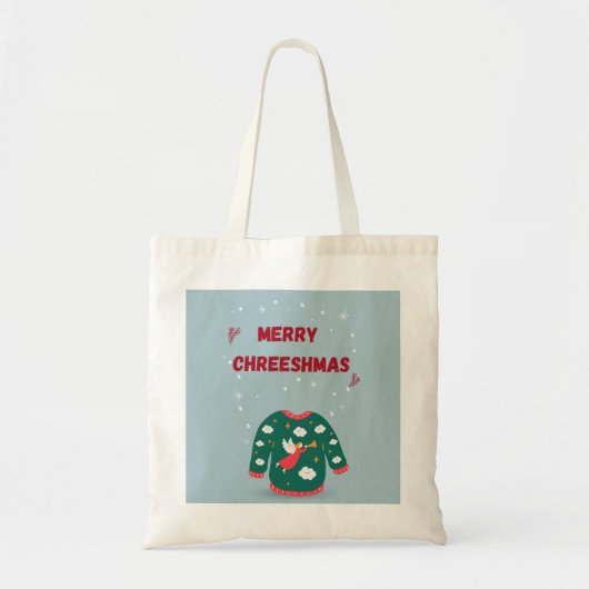 Vrolijk kerstfeest Ugly Sweater Angel Tote Bag (Voorkant)