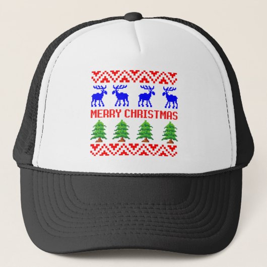 Vrolijk kerstfeest Ugly Sweater Trucker Pet (Voorkant)