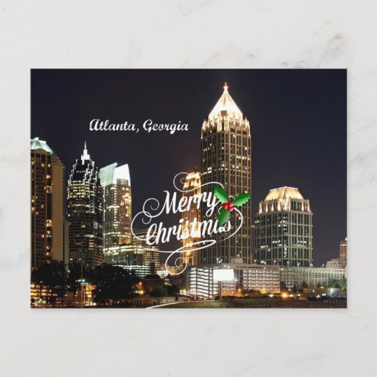 Vrolijk kerstfeest uit Atlanta, Georgië Feestdagenkaart (Voorkant)