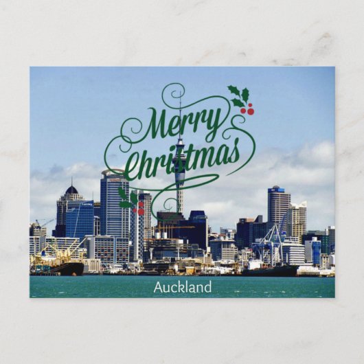 Vrolijk kerstfeest uit Auckland Feestdagenkaart (Voorkant)