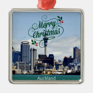 Vrolijk kerstfeest uit Auckland Metalen Ornament