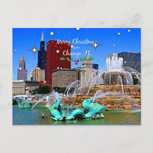 Vrolijk kerstfeest uit Chicago Briefkaart (Voorkant)