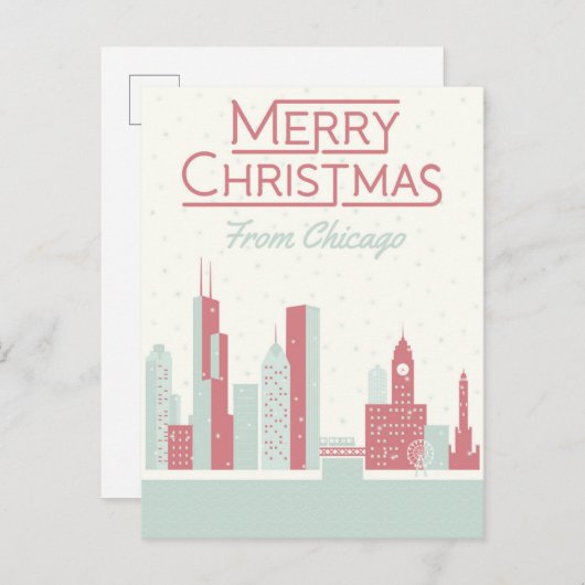 Vrolijk kerstfeest uit Chicago Briefkaart (Voorkant / Achterkant)