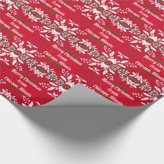 Vrolijk kerstfeest uit Chicago Cadeaupapier (Hoek)