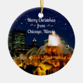 Vrolijk kerstfeest uit Chicago, Illinois Keramisch Ornament (Voorkant)