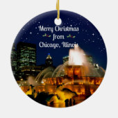 Vrolijk kerstfeest uit Chicago, Illinois Keramisch Ornament (Achterkant)