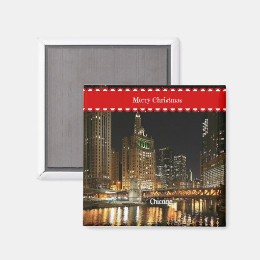 Vrolijk kerstfeest uit Chicago Magneet (Voorkant / Achterkant)