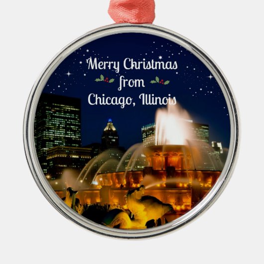 Vrolijk kerstfeest uit Chicago, Metalen Ornament (Voorkant)