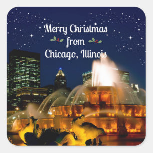 Vrolijk kerstfeest uit Chicago, Vierkante Sticker