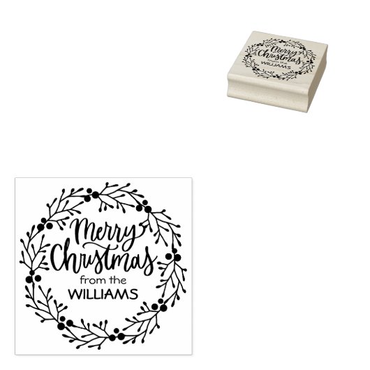 Vrolijk kerstfeest uit de (aangepaste) familie, rubberstempel (Gestempeld)