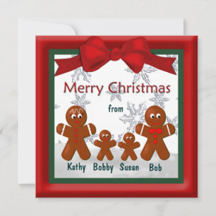 Vrolijk kerstfeest uit de familie van vier ontbijt feestdagenkaart