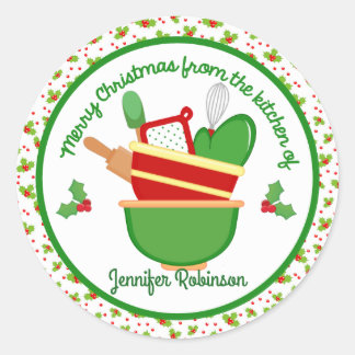 Vrolijk kerstfeest uit de keuken van ronde sticker