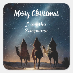 Vrolijk kerstfeest uit de naam vierkante sticker