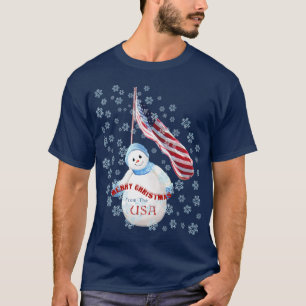 Vrolijk kerstfeest uit de VS Snowman T-shirt