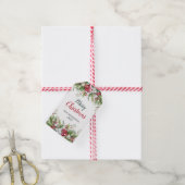 Vrolijk kerstfeest uit Floral-woede Cadeaulabel (Met Touw)