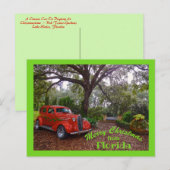 Vrolijk kerstfeest uit Florida Classic Car Bok Tow Briefkaart (Voorkant / Achterkant)