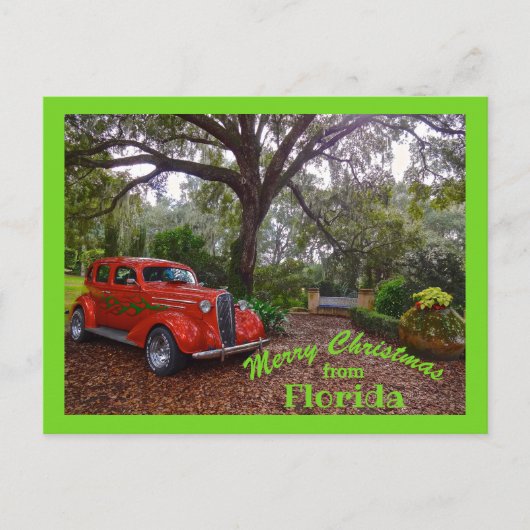 Vrolijk kerstfeest uit Florida Classic Car Bok Tow Briefkaart (Voorkant)