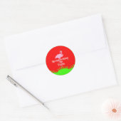 Vrolijk kerstfeest uit Florida en Santa Flamingo Ronde Sticker (Envelop)