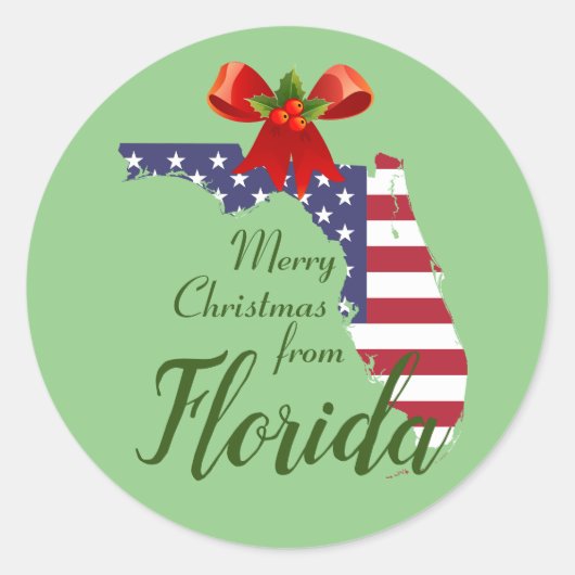 Vrolijk kerstfeest uit Florida Envelope Seals Stic Ronde Sticker (Voorkant)