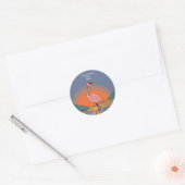 Vrolijk kerstfeest uit Florida, Flamingo. Ronde Sticker (Envelop)