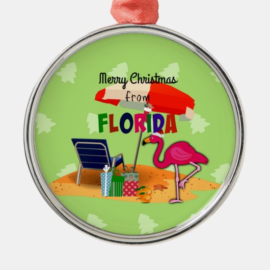 Vrolijk kerstfeest uit Florida, kleurrijk Metalen Ornament (Voorkant)