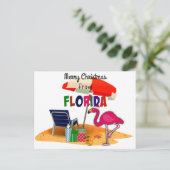 Vrolijk kerstfeest uit Florida met Santa Flamingo Briefkaart (Staand voorkant)
