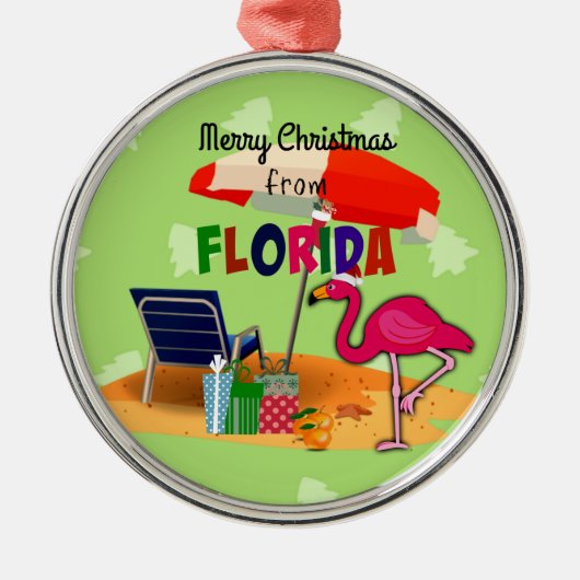 Vrolijk kerstfeest uit Florida Metalen Ornament (Voorkant)