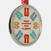 Vrolijk kerstfeest uit Florida of jouw staat Metalen Ornament (Rechts)