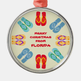 Vrolijk kerstfeest uit Florida of jouw staat Metalen Ornament