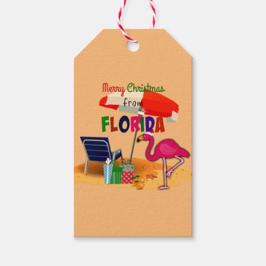 Vrolijk kerstfeest uit Florida, plezier in de zon Cadeaulabel (Voorkant)
