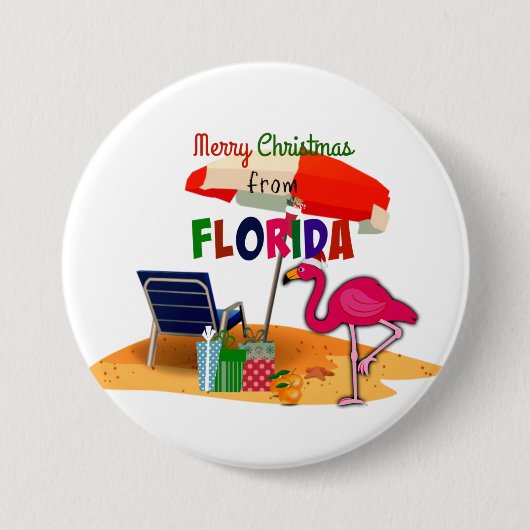 Vrolijk kerstfeest uit Florida Ronde Button 7,6 Cm (Voorkant)