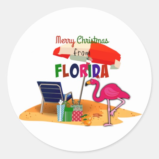 Vrolijk kerstfeest uit Florida Ronde Sticker (Voorkant)