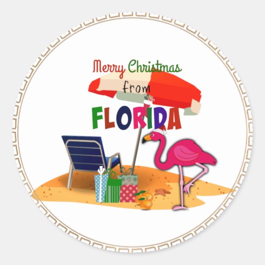 Vrolijk kerstfeest uit Florida Ronde Sticker (Voorkant)