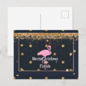 Vrolijk kerstfeest uit Florida, Santa Flamingo Briefkaart (Voorkant / Achterkant)