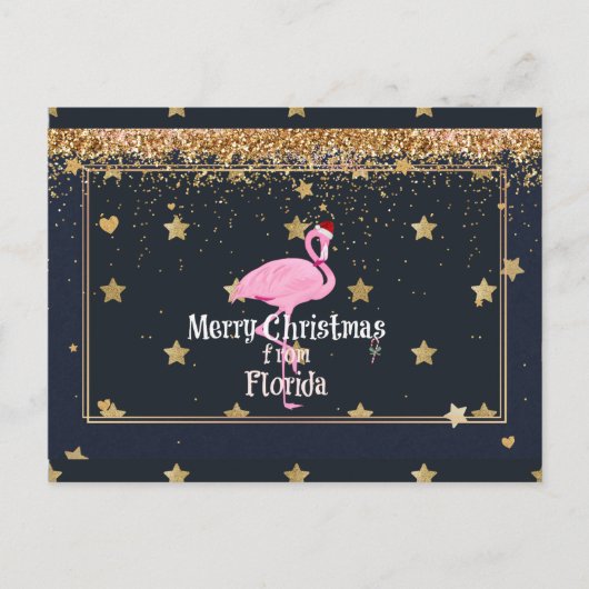 Vrolijk kerstfeest uit Florida, Santa Flamingo Briefkaart (Voorkant)