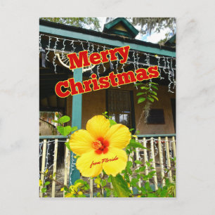 Vrolijk kerstfeest uit Florida Tropische Hibiscus Briefkaart